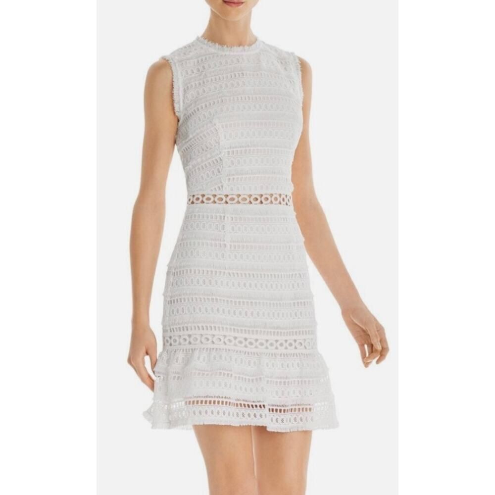 NWT Donna Mizani White Sleeveless Mini Crochet Dress Women’s Sz. M